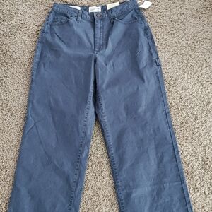 New Women Cargo Straight Leg Pants Size 8 Navy Universal Thread High Rise Vintag